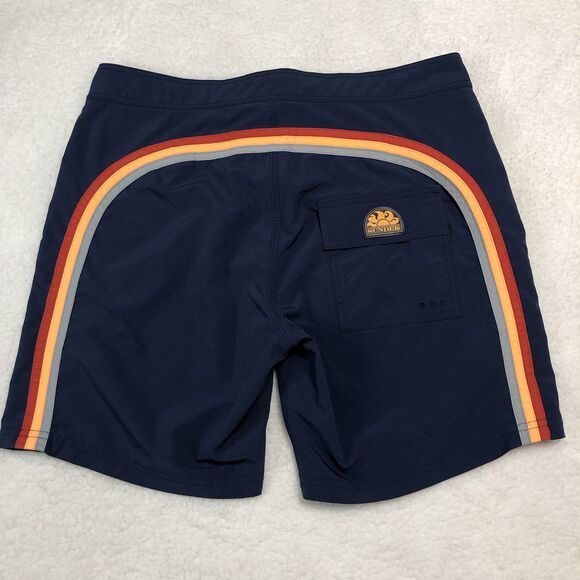 Sundek Swim Trunk Men's 32 Fixed Waist Mid-Length Swim Shorts Rainbow Unlined - Picture 1 of 13